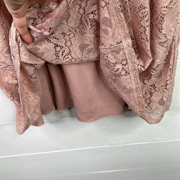 SPEECHLESS Blush Pink Lace Sleeveless Back Tie Knee Length Dress Pockets Size XL - Picture 11 of 11